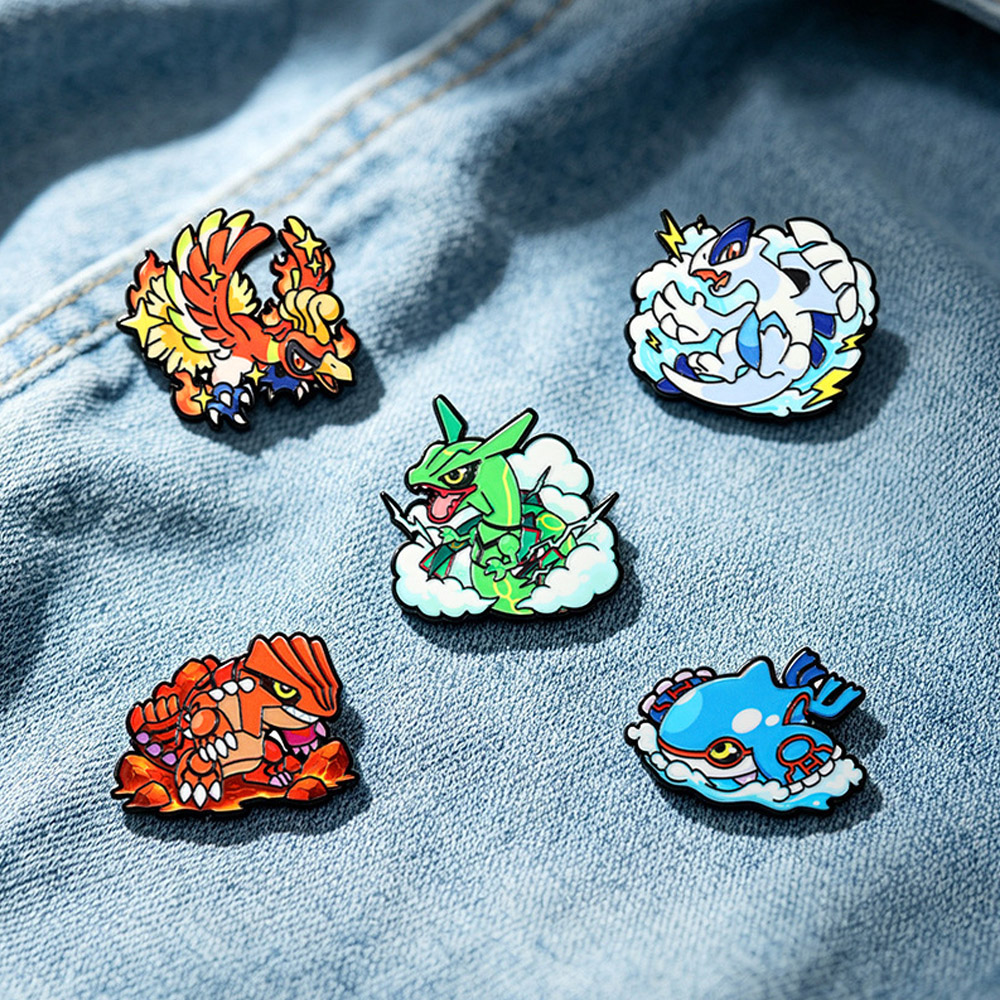 Model Kit Lugia - 5 Peças de Pins de Esmalte