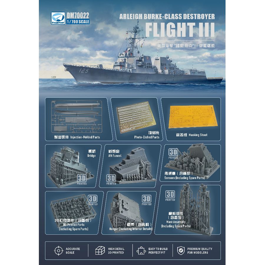 Model Kit Destroyer - DM70022 DREAM 1/700 Kit de modelo